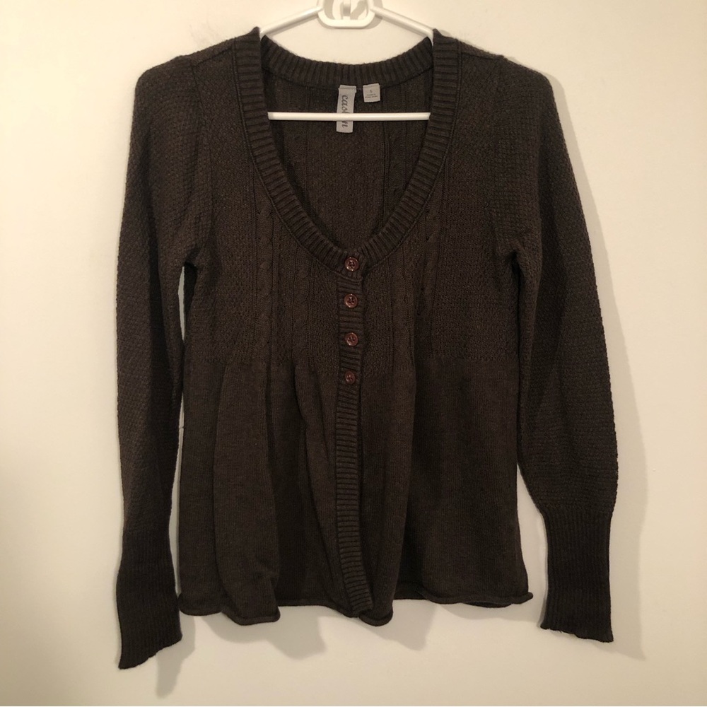 Caslan Sweater Womens S Brown Cable Knit Cotton Viscose Nylon Angora Rabbit Hair